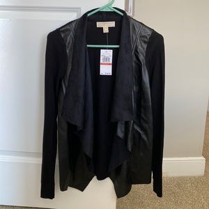 Michael Kors Black faux leather cardigan